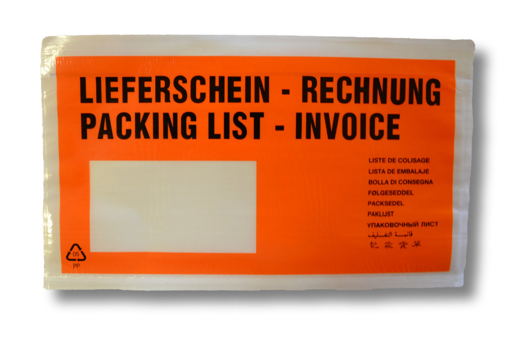 Dokumenttasch orange 230x110DL Druck: Liefersch. Rechnung