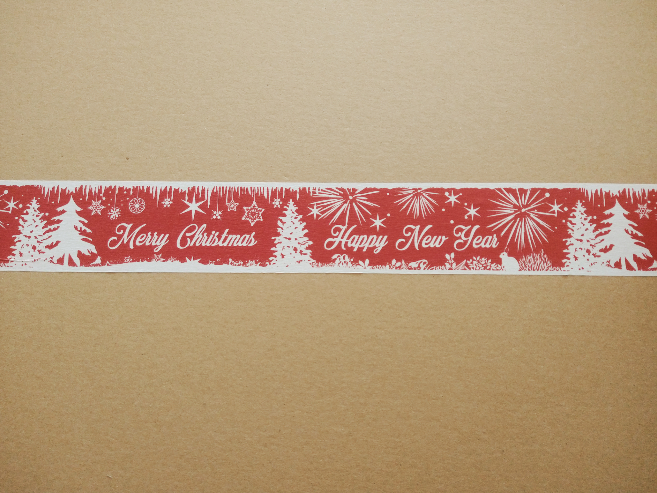 Papier Packband Merry Chistmas rot/weiß 50mmx50lfm