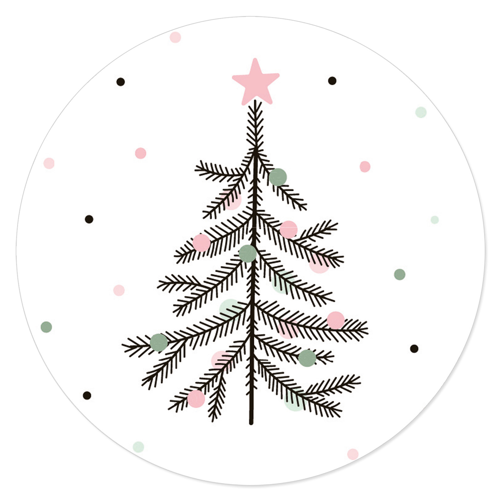Etikett Weihnachtsbaum weiß Ø 65 mm, weiß/bunt