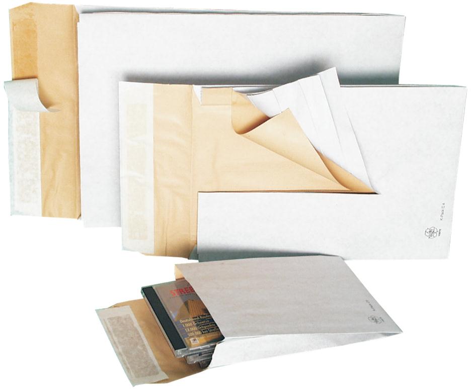Papierpolstertasche 245x345x40 K-Pack,C4 weiß mit Seitenfalte