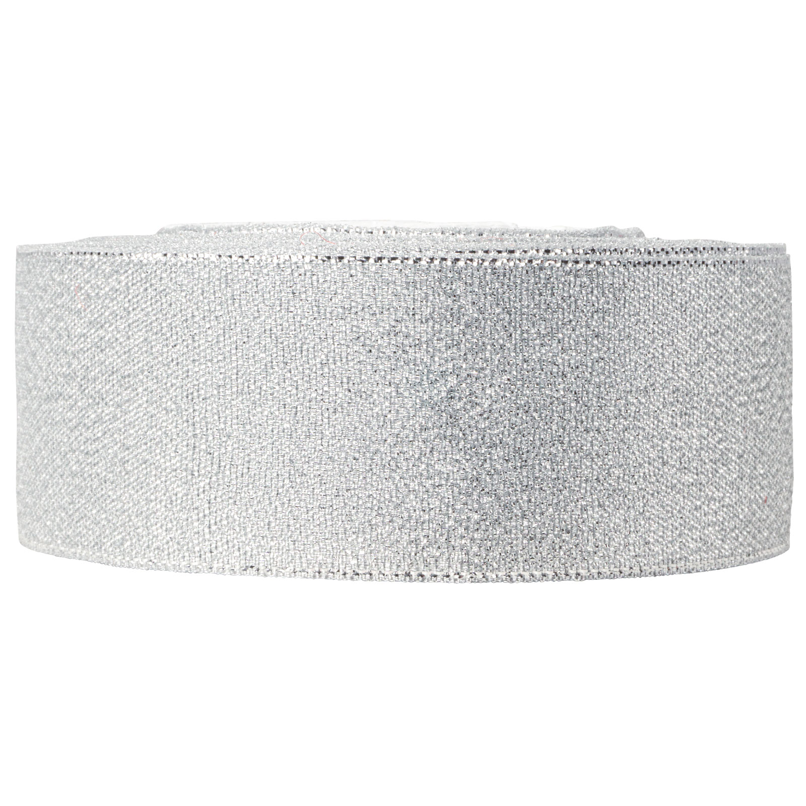 Geschenkband Silber Lurex 40mm Glänzendes Metallicband 22lfm