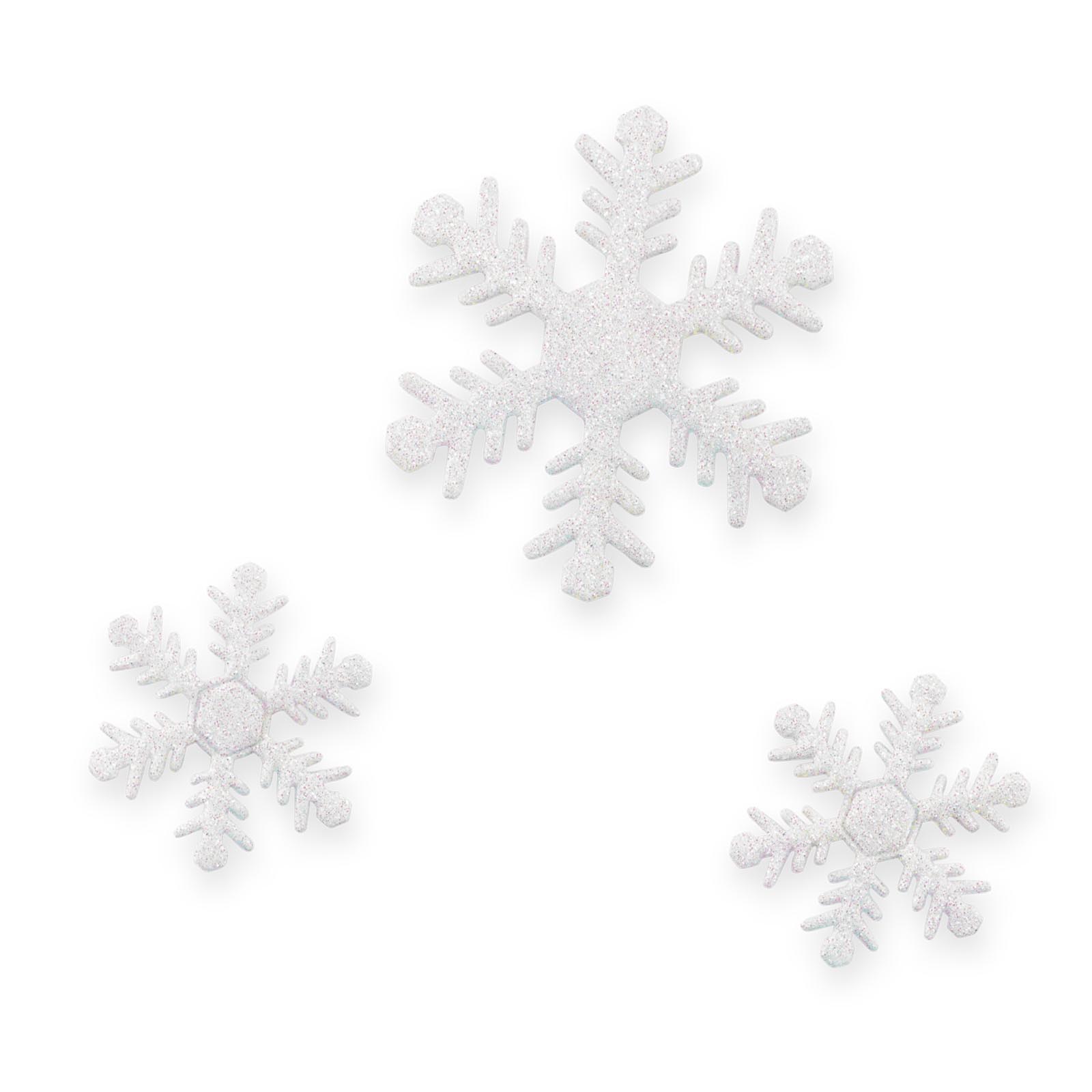 Schneeeflocke Weiß+Klebepunkt selbstklebend Ø 4+6cm VE 60Stk