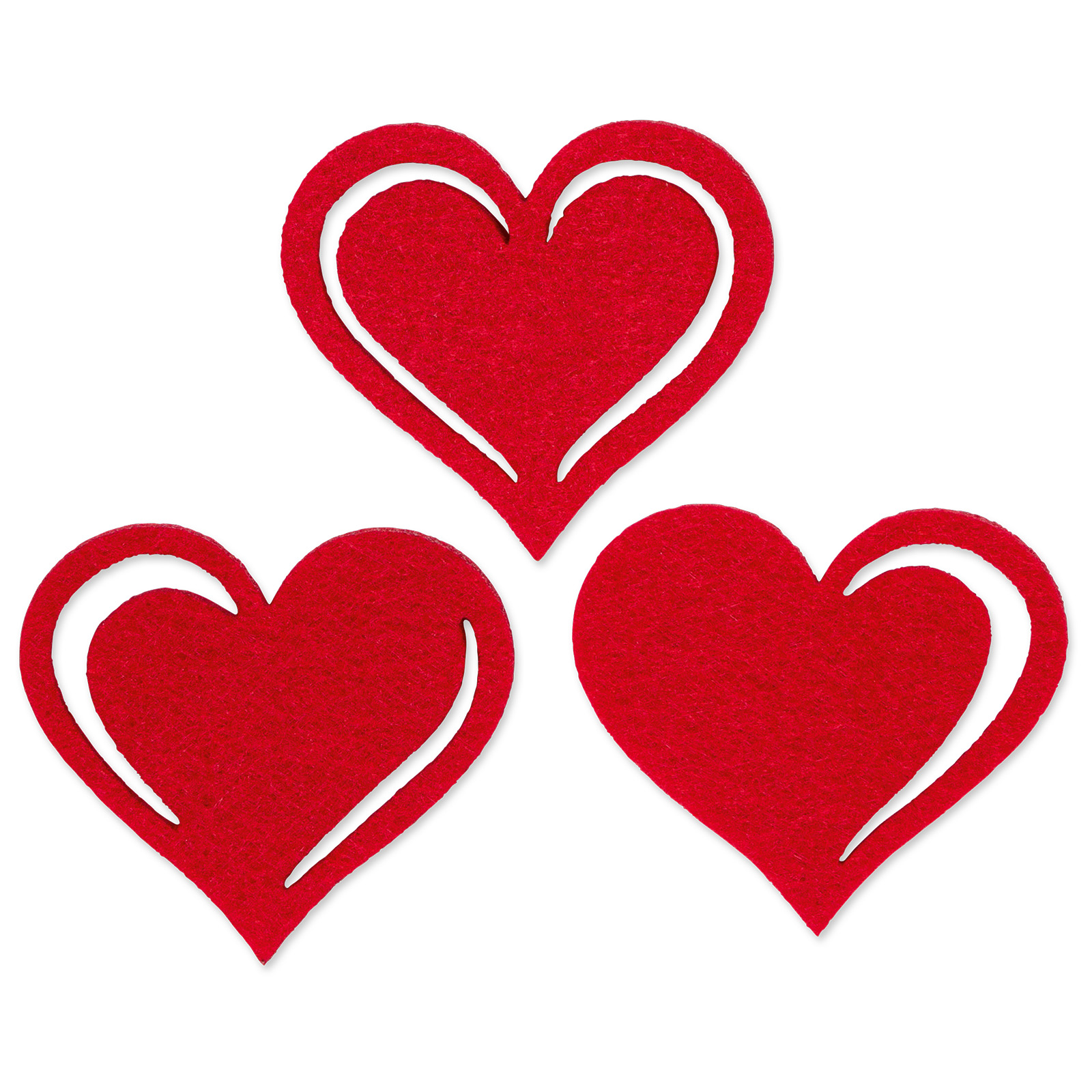 Herz Sticker rot aus Filz ca. Ø 5,5cm 90 Stk, Klebepunkt