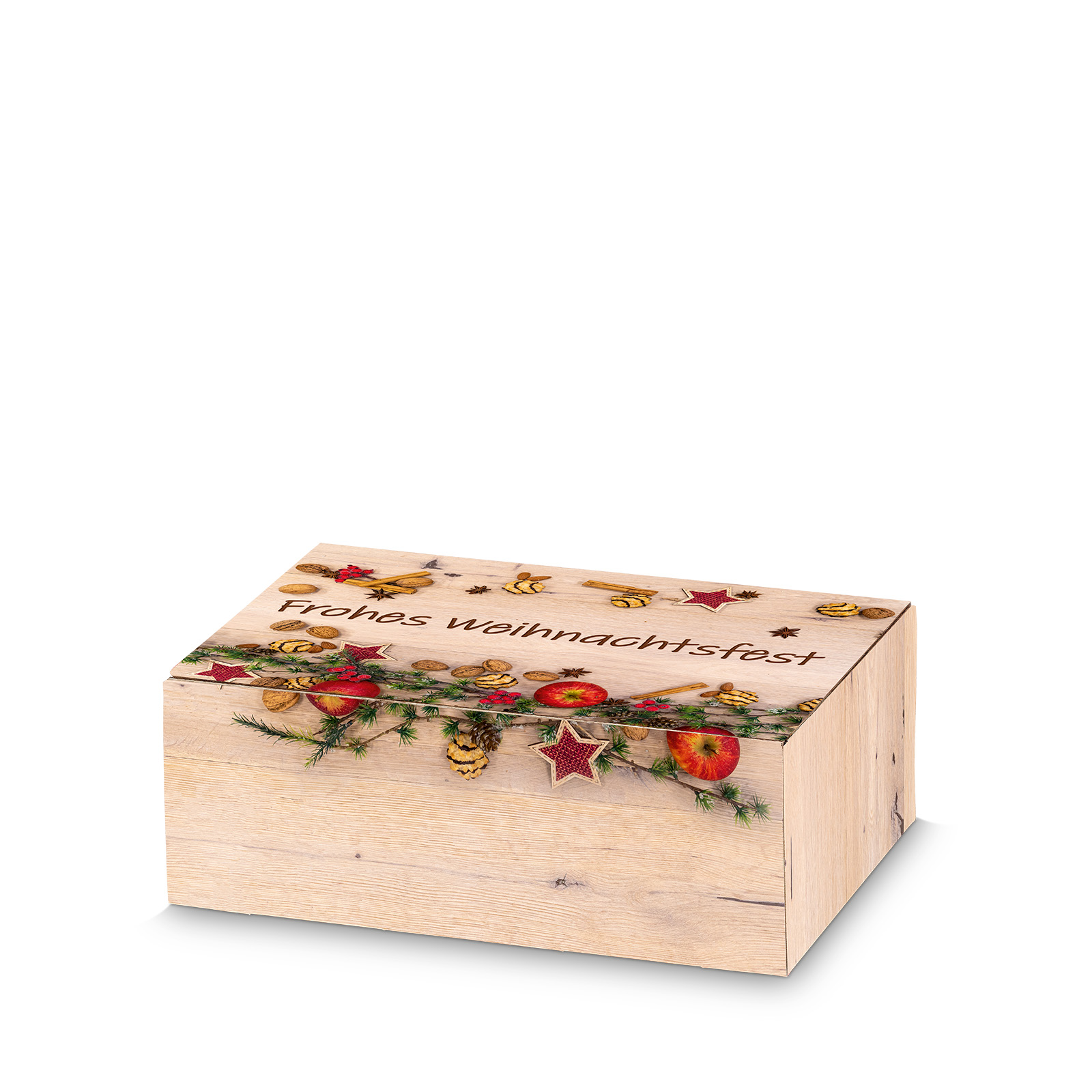 Geschenkbox 220x150x75mm Frohe Weihnachtsfest/Holzoptik