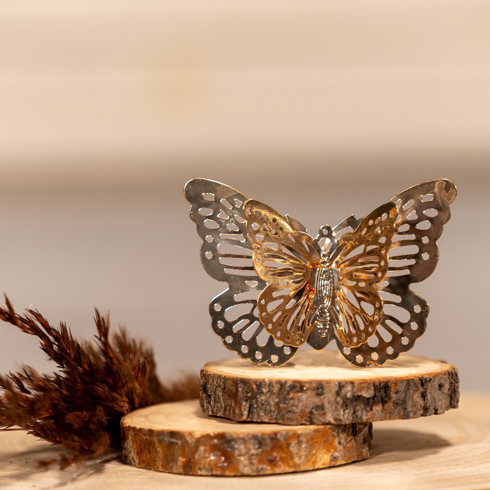 Metallsticker Schmetterling  VE 12 Stück, Gold 6 x 8,5cm