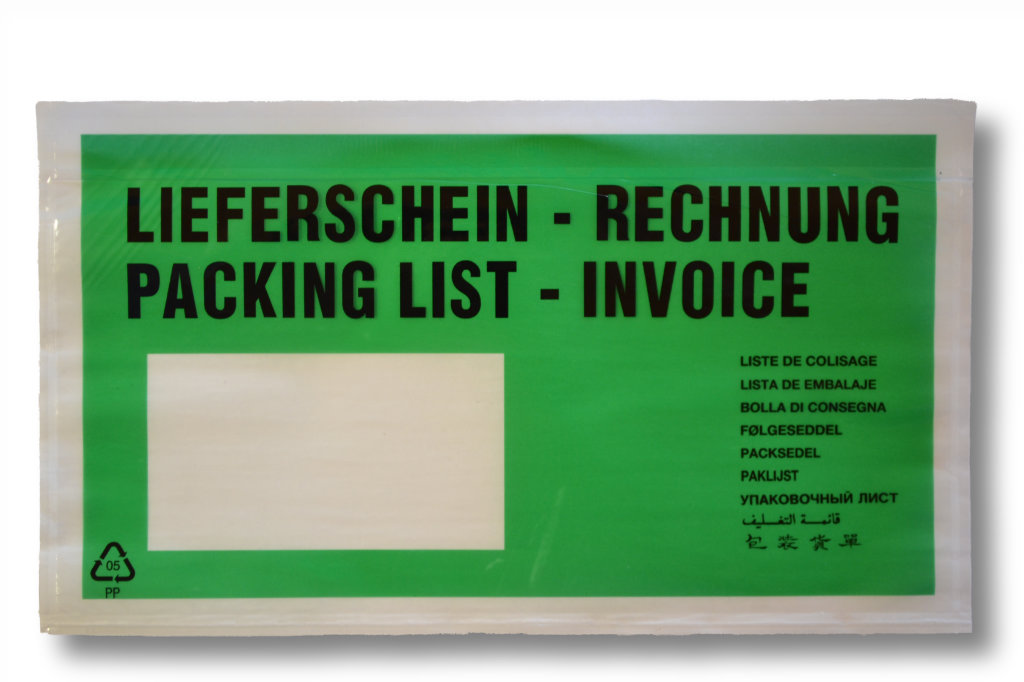 Dokumententasch grün 230x110DL Druck: Liefersch. Rechnung