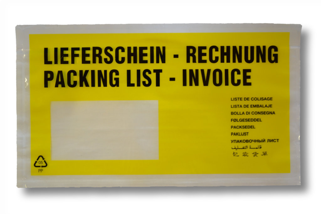 Dokumenttasch gelb 230x110 DL Druck: Liefersch. Rechnung