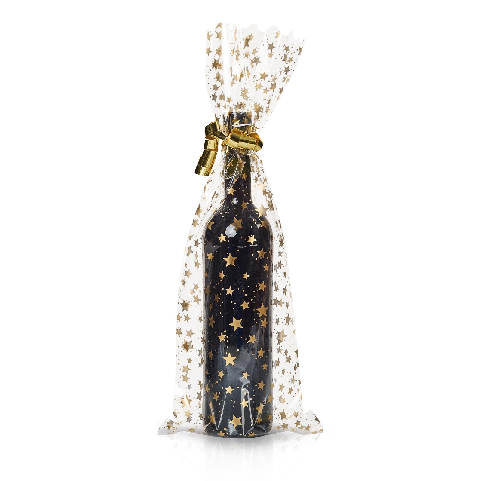 Flaschenbeutel 1er Sterne gold 500x180mm, Wein-/Sektflaschen